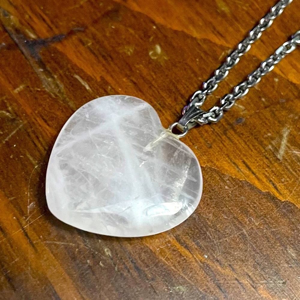 Rose quartz heart necklace